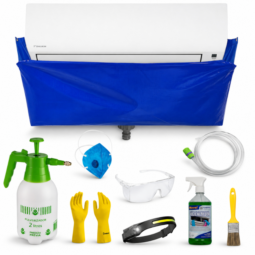 Kit Saco Coletor Para Limpeza De Ar Condicionado Split Até 24000 Btus + Bactericida