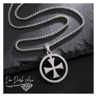 Colar Cruz de Malta Aço Inoxidável Cruz Crucifixo Ordem Templários
