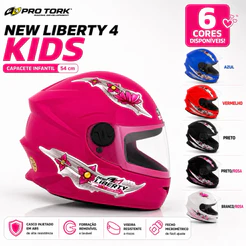 Capacete Infantil Moto Pro Tork New Liberty 4 Kids Varias Cores 54