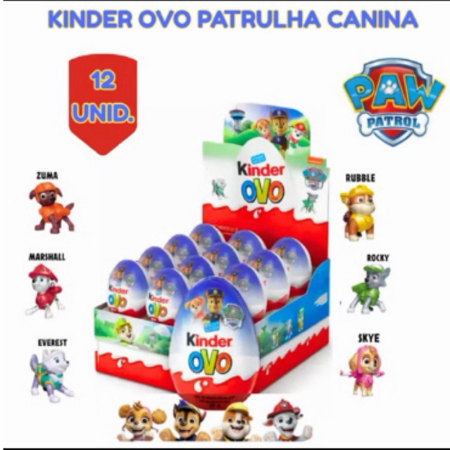 Kinder Ovo Patrulha Canina com Sabor de Chocolate ao Leite e Surpresa