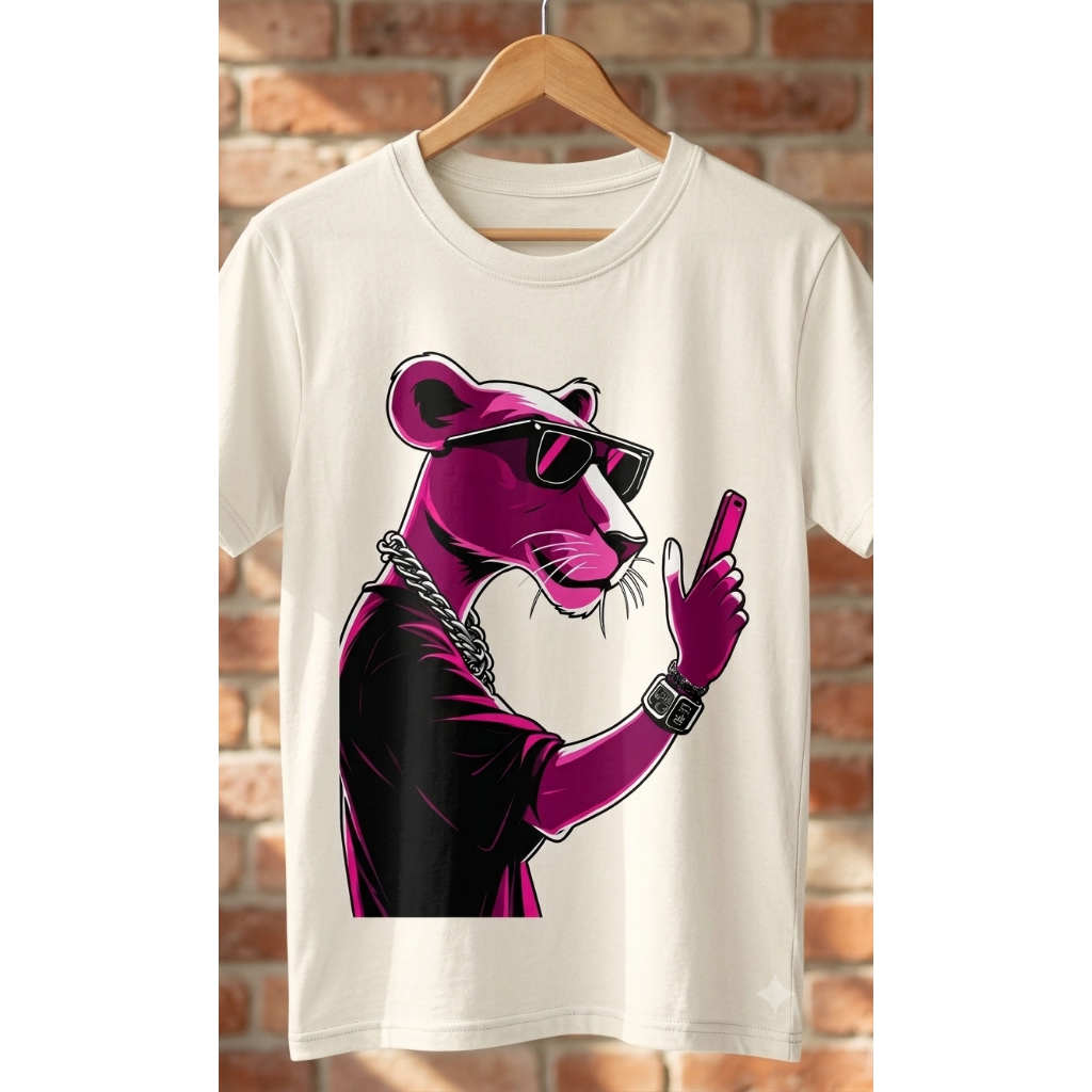 Camiseta Estilo Streetwear Camisa Estampa Pantera Rosa Lançamento Moderna Estilosa Básica Masculina Feminina Promoção
