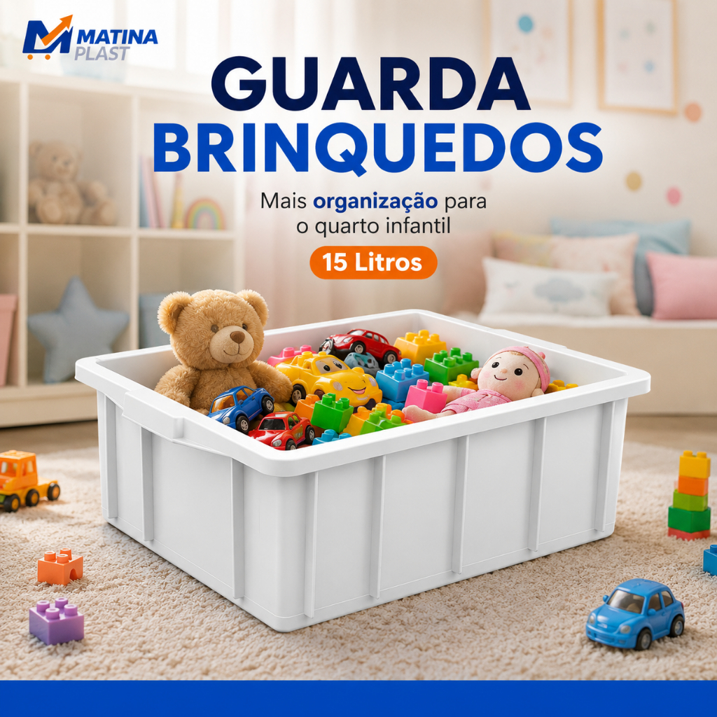 Guarda Brinquedos kit 2 Caixas 15L organizadora Branca Organizadora Fraldas Ideal Para Quarto de Bebê e Criança
