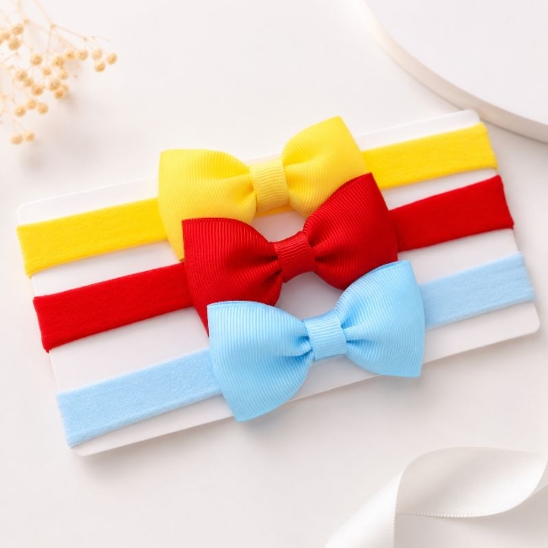 Kit c/3 Faixinhas Lacinhos para Bebê Recém Nascido Meia de Seda