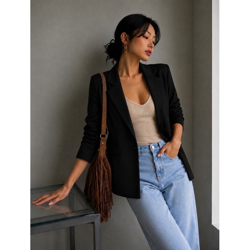 Blazer Alfaiataria Preto Feminino