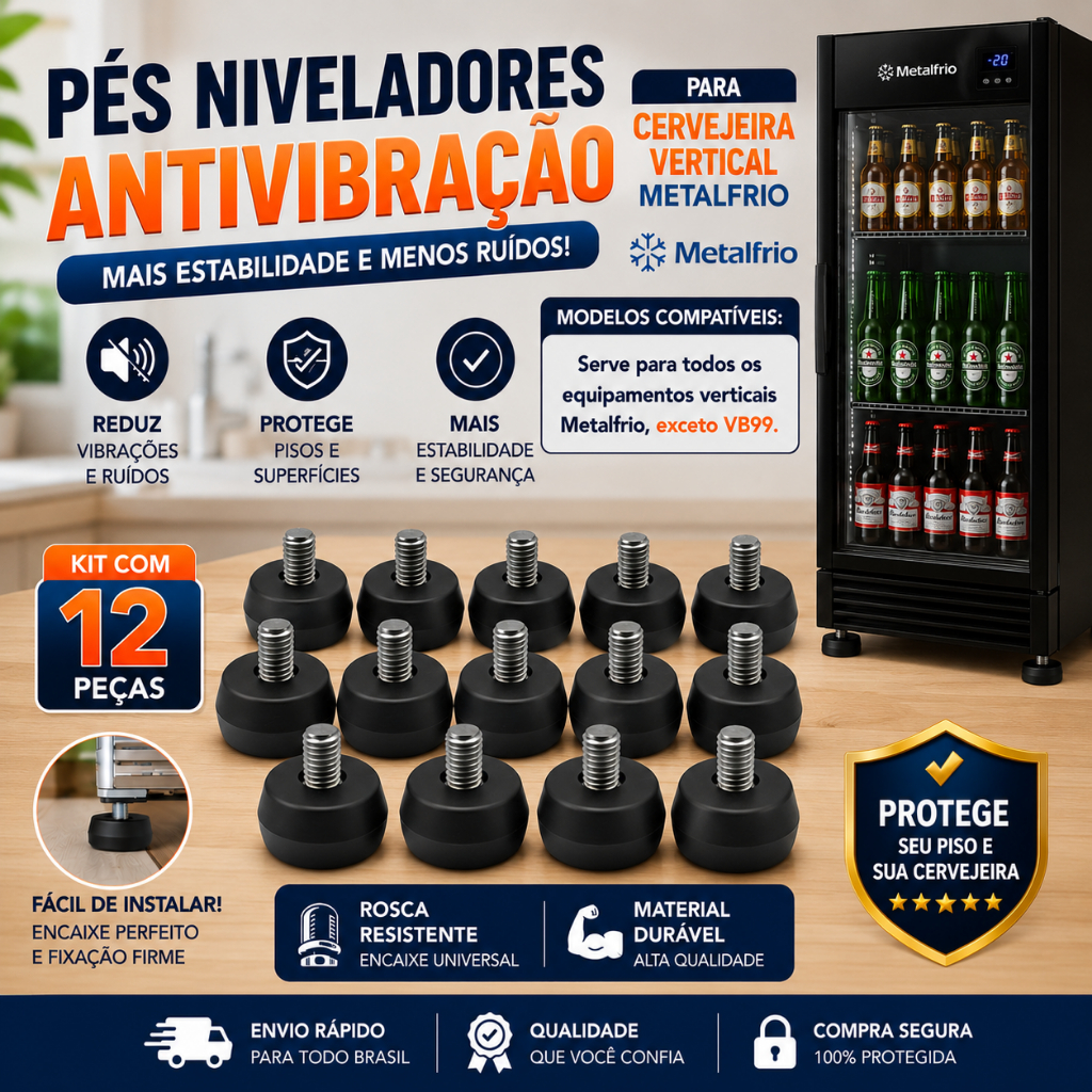 Kit 12 Pé Niveladores Cervejeira Vertical Metalfrio Original