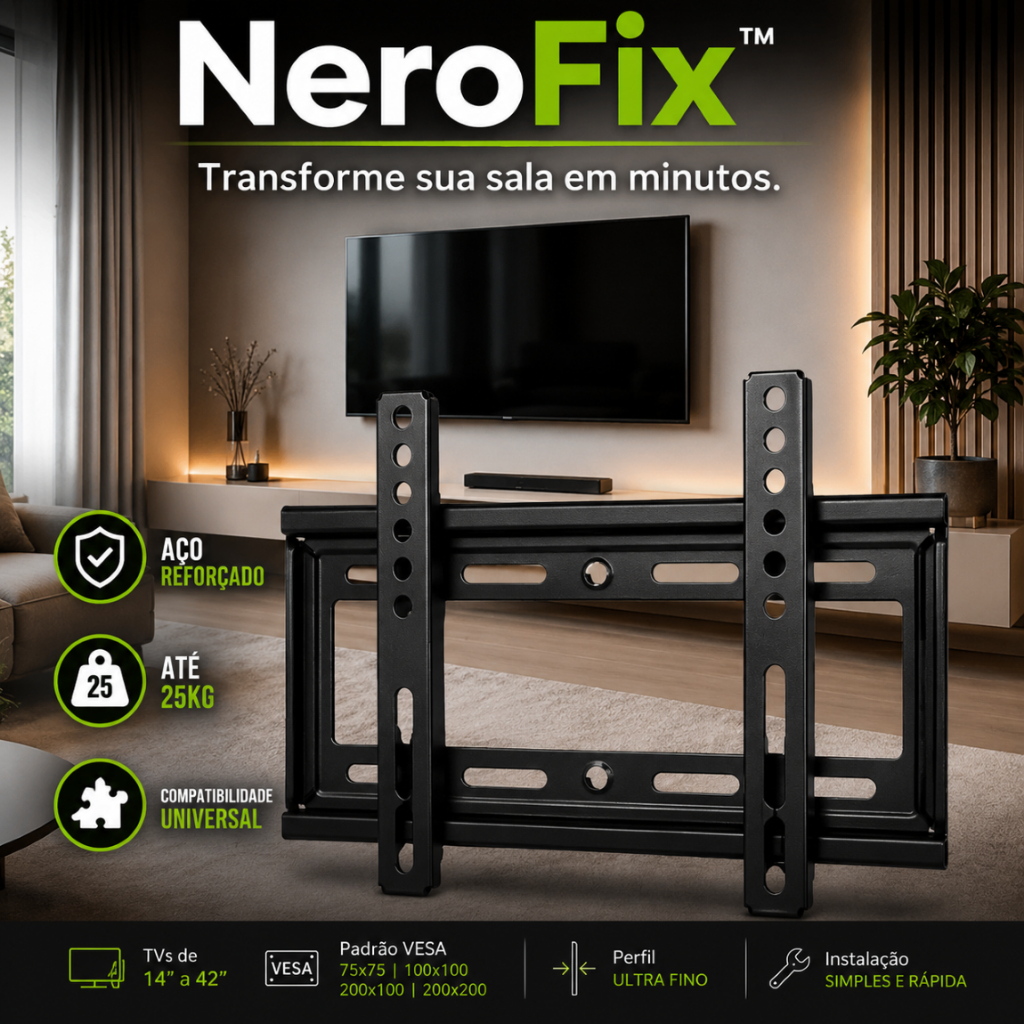 NeroFix™ Suporte Fixo TV LED LCD Smart 14 a 42 Polegadas Universal VESA Até 25kg