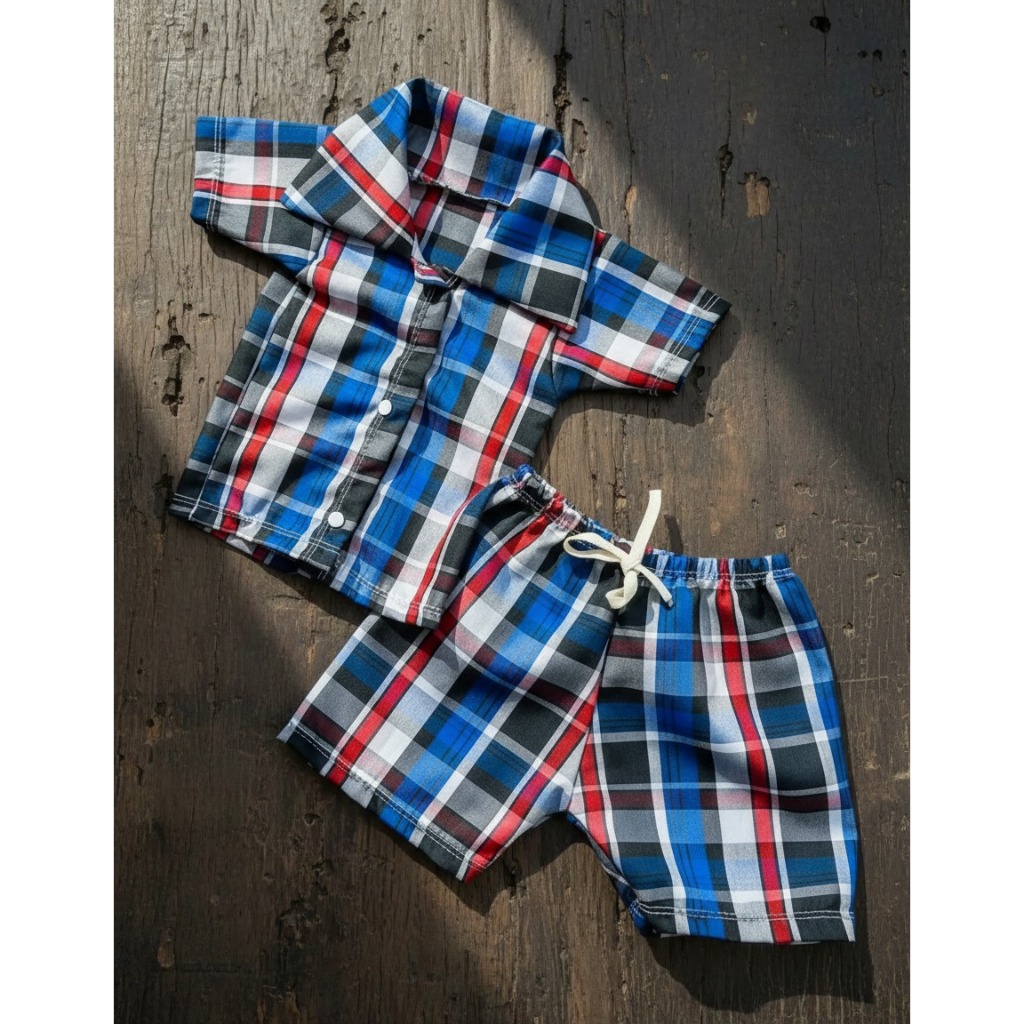 Conjunto Xadrez Roupa De Bebê Menino Festa Junina Camisa Botões E Short Mesversario Infantil Temático