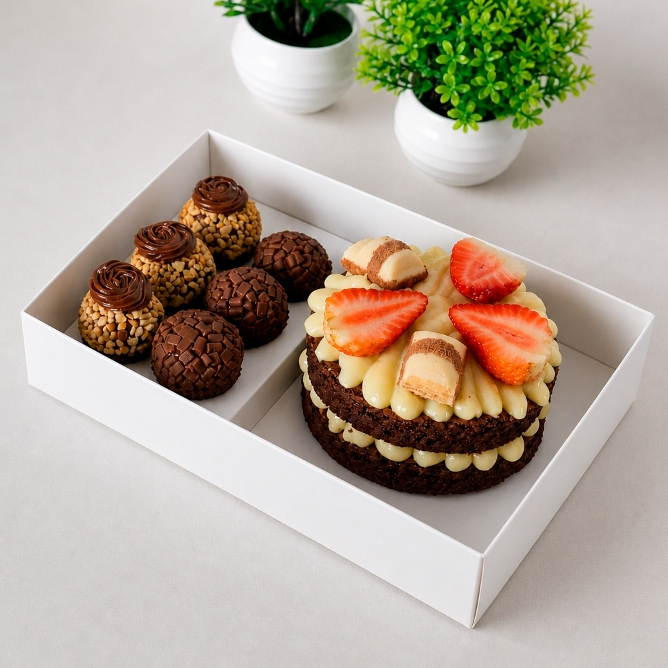 KIT 5~20 CAIXAS BENTO CAKE + 6 DOCES 21x15x9 B6B - PRESENTE - FESTA NA CAIXA -CONFEITARIA - MINI BOLO