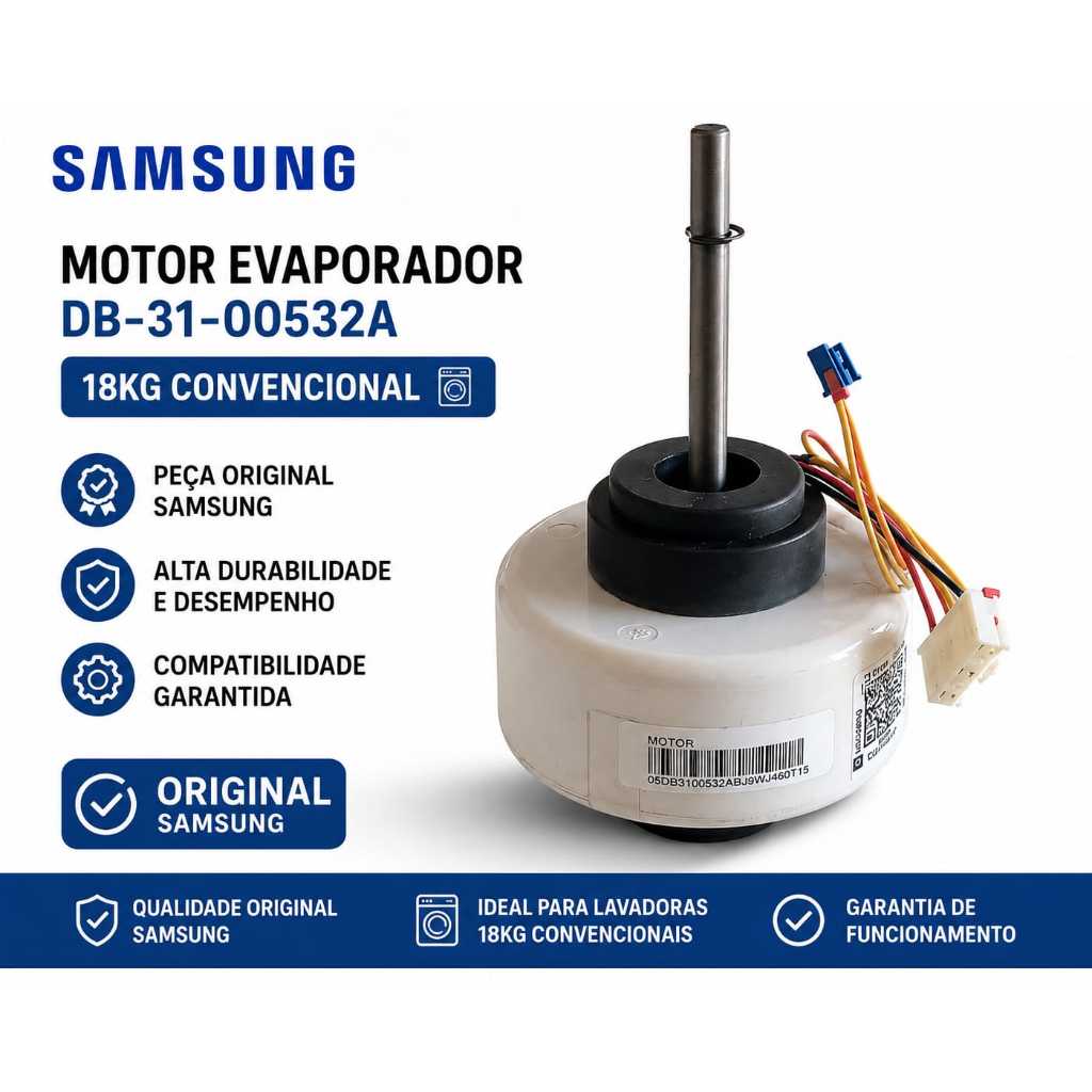 Motor Evaporador Samsung Original DB31-00532A Lavadora 18kg Convencional