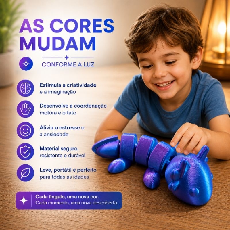 Axolote Articulado Flexível Brinquedo Antiestresse Fidget Presente Criativo Decoração Colecionável