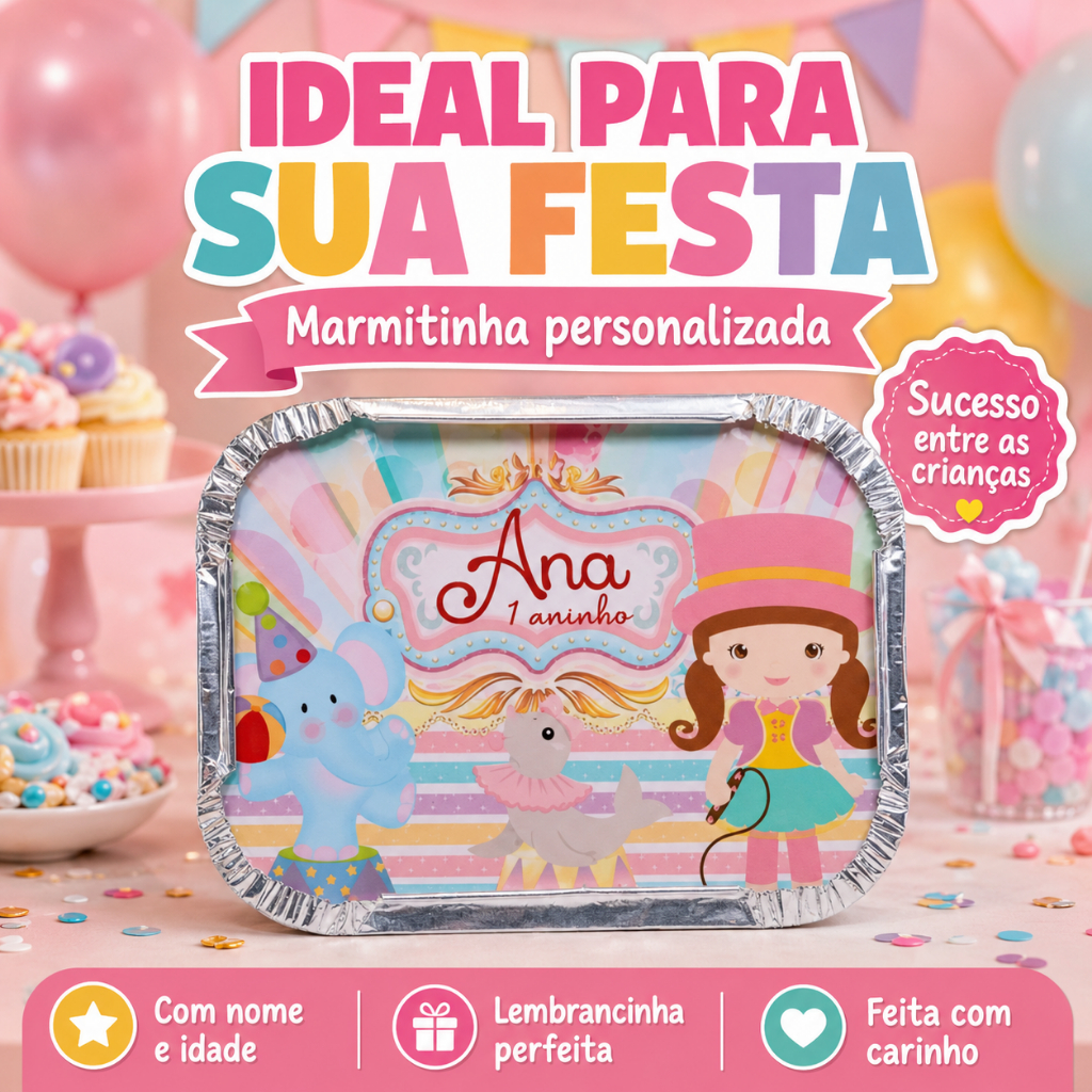Marmitas Personalizadas Circo Rosa - lembrancinha- caixinhas personalizadas - festa infantil - Kit festa