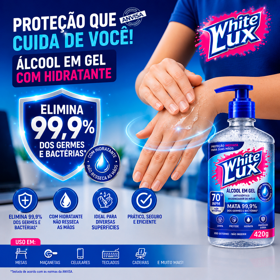 Álcool em Gel Asseptgel Cristal 420g com Ação Antisséptica e Hidratação