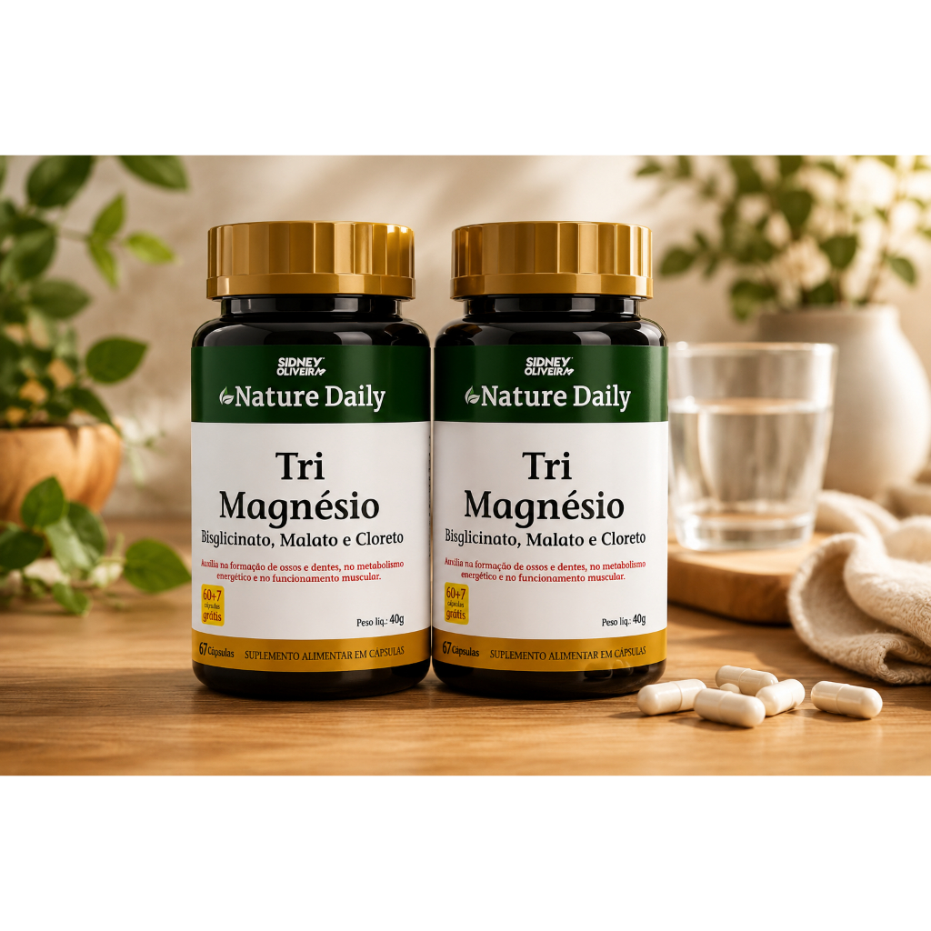 Kit 2 Tri Magnésio Bisglicinato Malato E Cloreto 134 Cápsulas Premium
