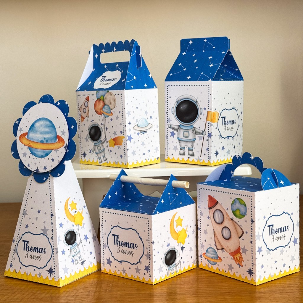 Kit Caixinhas Personalizadas ASTRONAUTA MENINO/MENINA Com nome | Pegue e Monte |Lembrancinhas |Luxo