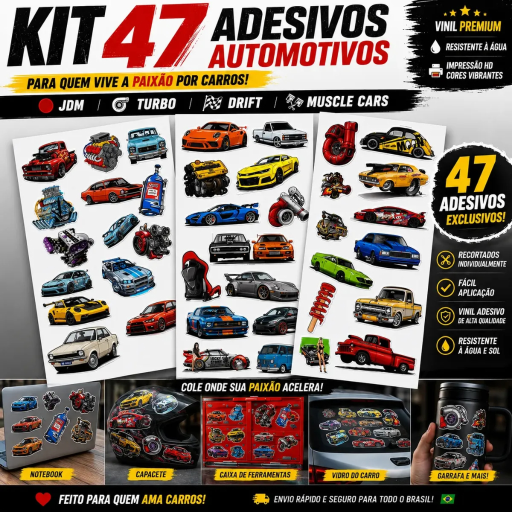 Kit Stickers Racing Automotivos Carros Esportivos Retro
