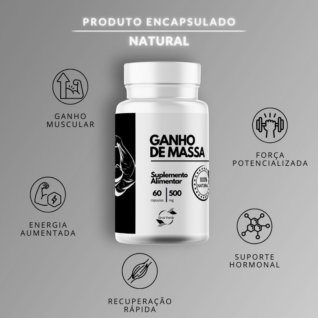 Ganho de Massa 60 cápsulas 500mg Puro Original — imagem 2 de 2