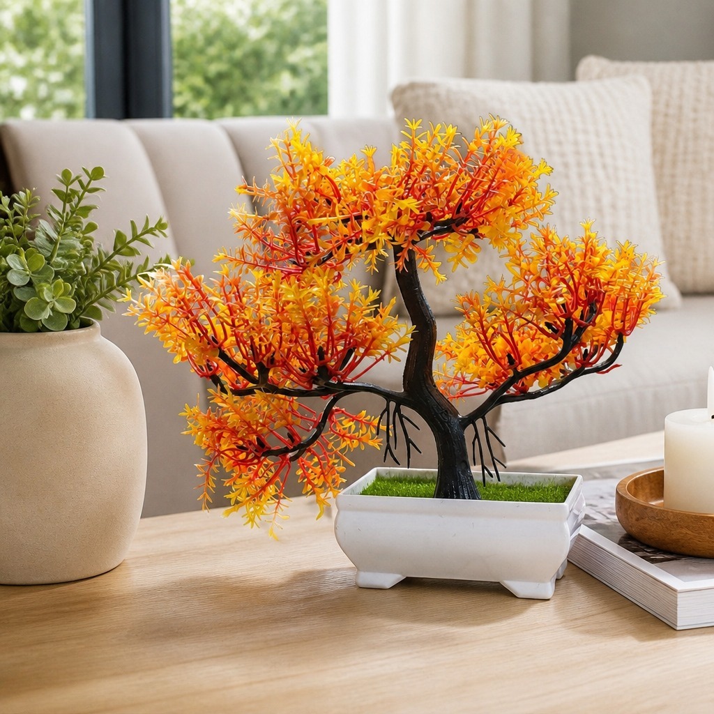 Planta Artificial Bonsai Realista Decoração Enfeite Mini árvore Com Vaso