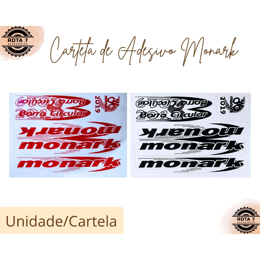 Cartela de Adesivo Monark Barra Circular Bicicleta Bike MTB