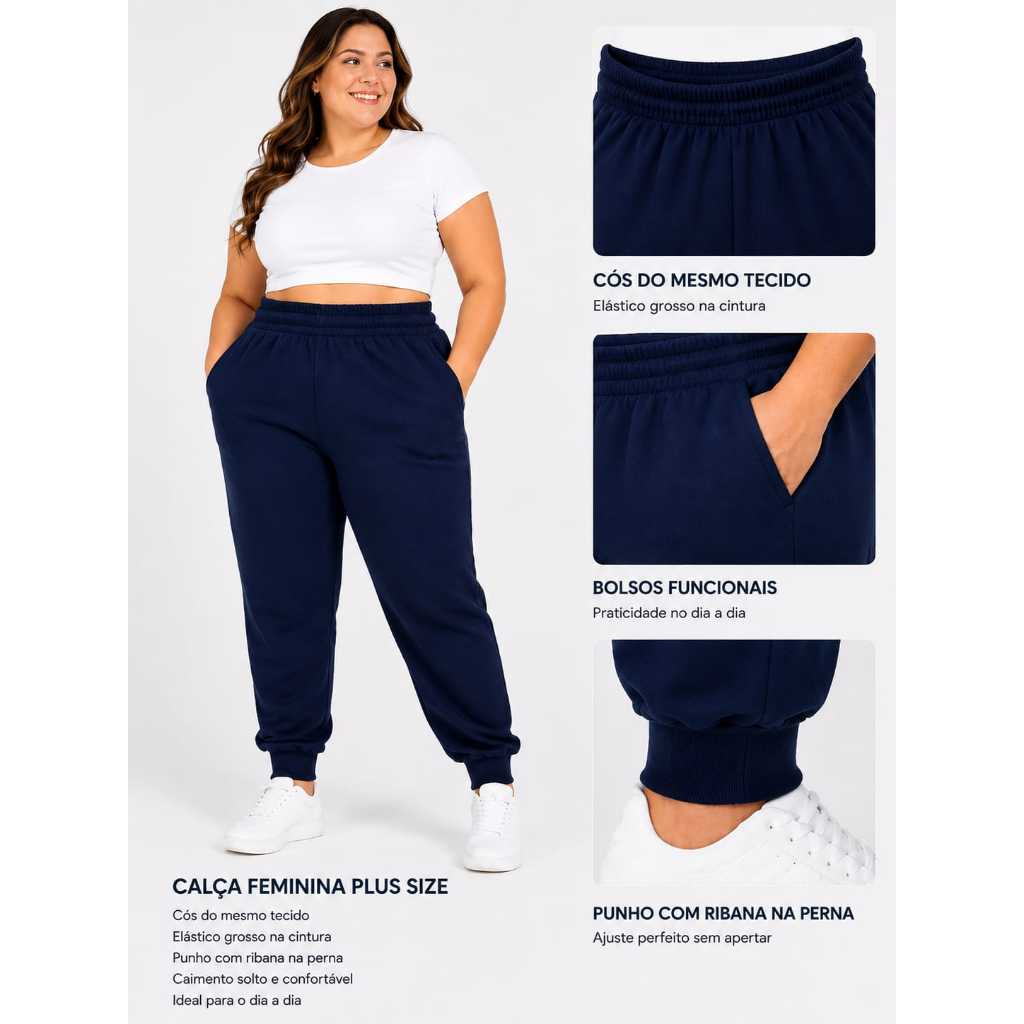 Calça Moletom Tamanhos Plus Size Feminina