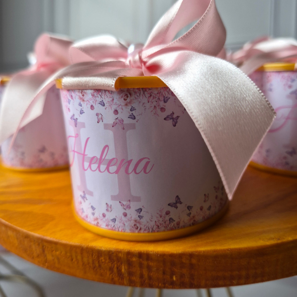 Kit mini Tubolatas Personalizadas 5x6 - lembrancinha de chá de bebê maternidade aniversário jardim das borboletas.