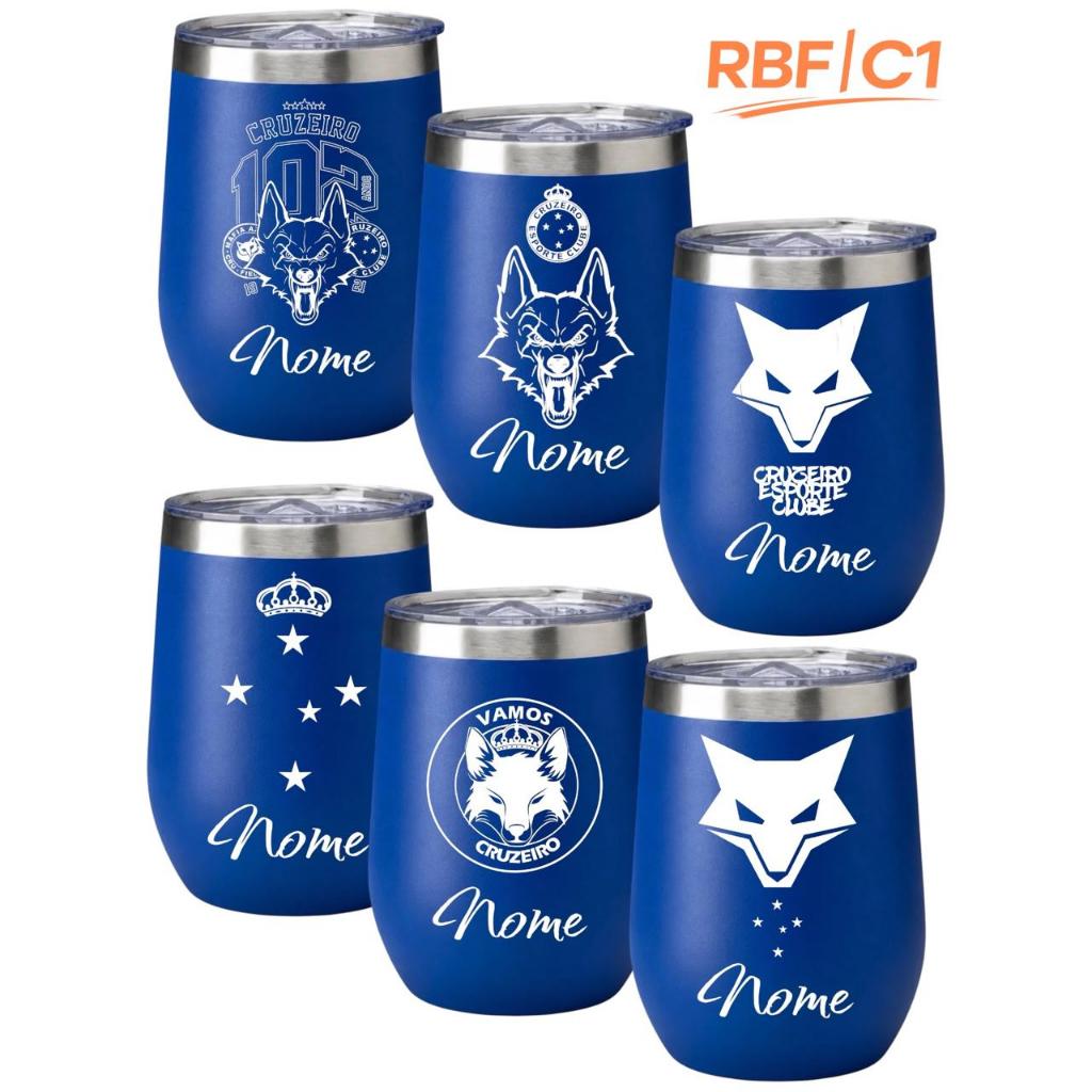 Copo Térmico Personalizado 360ml Gravado a lazer Cruzeirense + Nome Varios Modelos