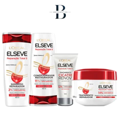 Kit Completo Elseve Reparação total 5 Shampoo + Cond 400ml + Leave - in 50ml + Máscara 300g