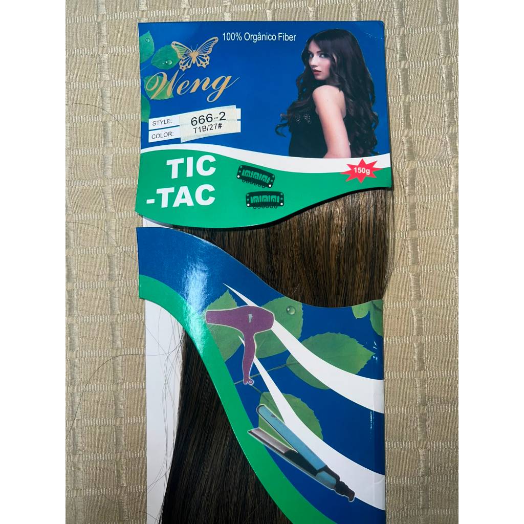 Aplique Tic Tac Liso Removível Para Extensão De Cabelo Em Fibra Orgânica marca Weng 666-2   T1B/27#