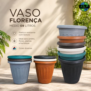 KIT VASO 09 LITROS MEDIO LUXO PLÁSTICO RESISTENTE COM TEXTURA PARA JARDIM, PLANTAS,FLORES,HORTALIÇAS