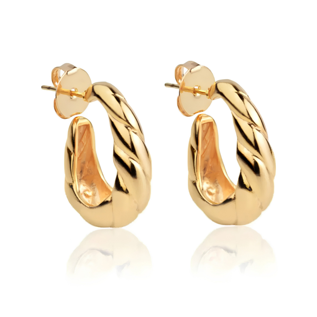 Brinco Croissant Banhado A Ouro 18k Feminino Elegante Joia De Alta Qualidade Design Sofisticado