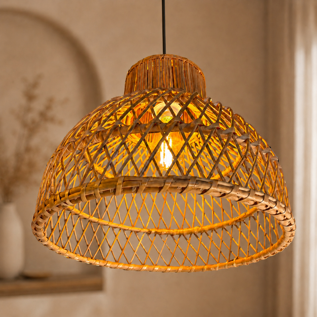 Luminária De Teto Rustico Madeira Lustre Pendente De Vime Estilo Chinês Globo Artesanal Sala Cozinha