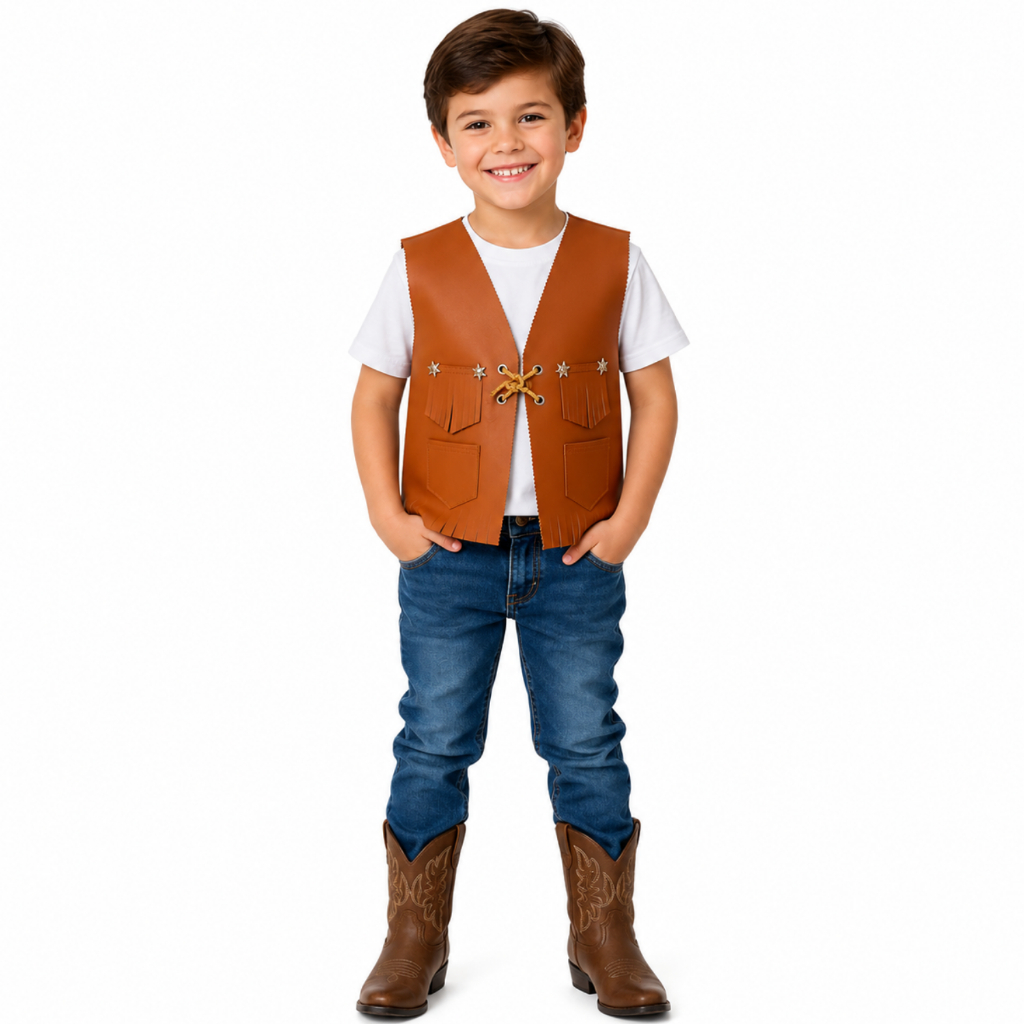 Colete Junino Infantil Franja Country Cowboy Boiadeiro Rodeio