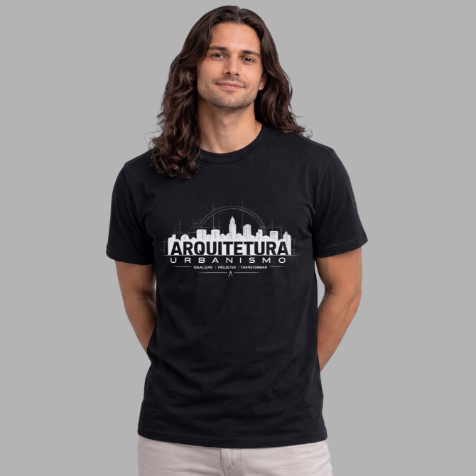 Camiseta Preta Branca Universidade Estudo Arquitetura Urbanismo 100% Algodão Confortável  Unissex Adulto Estampada