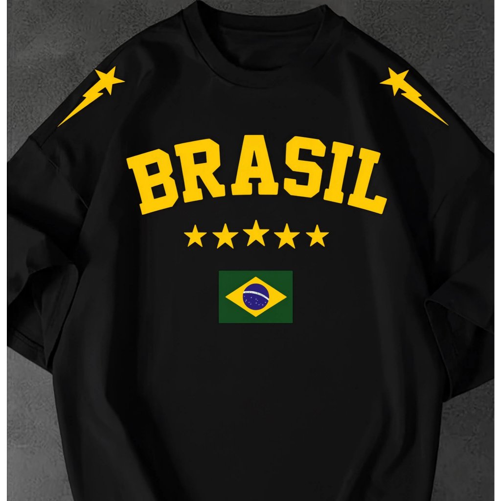 Camiseta T-Shirt Brasil Futebol Seleção Brasileira Streetwear Casual Estampa Unissex Copa Do Mundo
