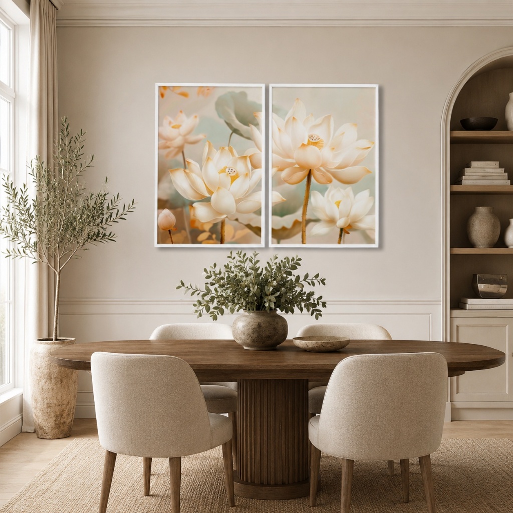 Quadro Decorativo Elegância das Flores Abstratas Com Moldura Para Sala Quarto Escritorio