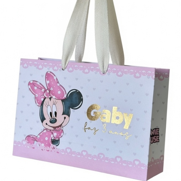 Kit 10/15/20/30  Sacolas Personalizadas Minnie Mouse Aquarela Luxo | Lembrancinhas Festa Infantil