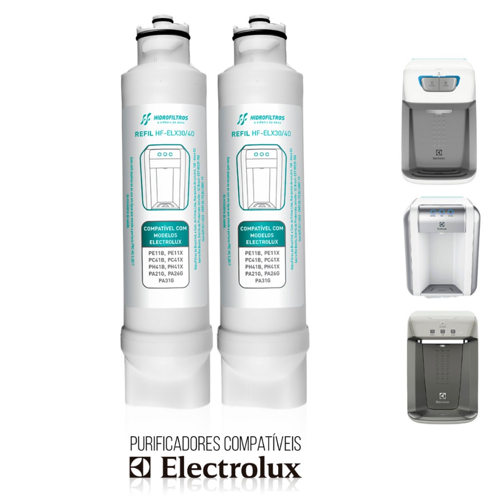 1 ou 2 Refil Vela Filtro Purificador Compatível Electrolux PE11X PE11B PA21G PA26G PA31G PC41B PC41X