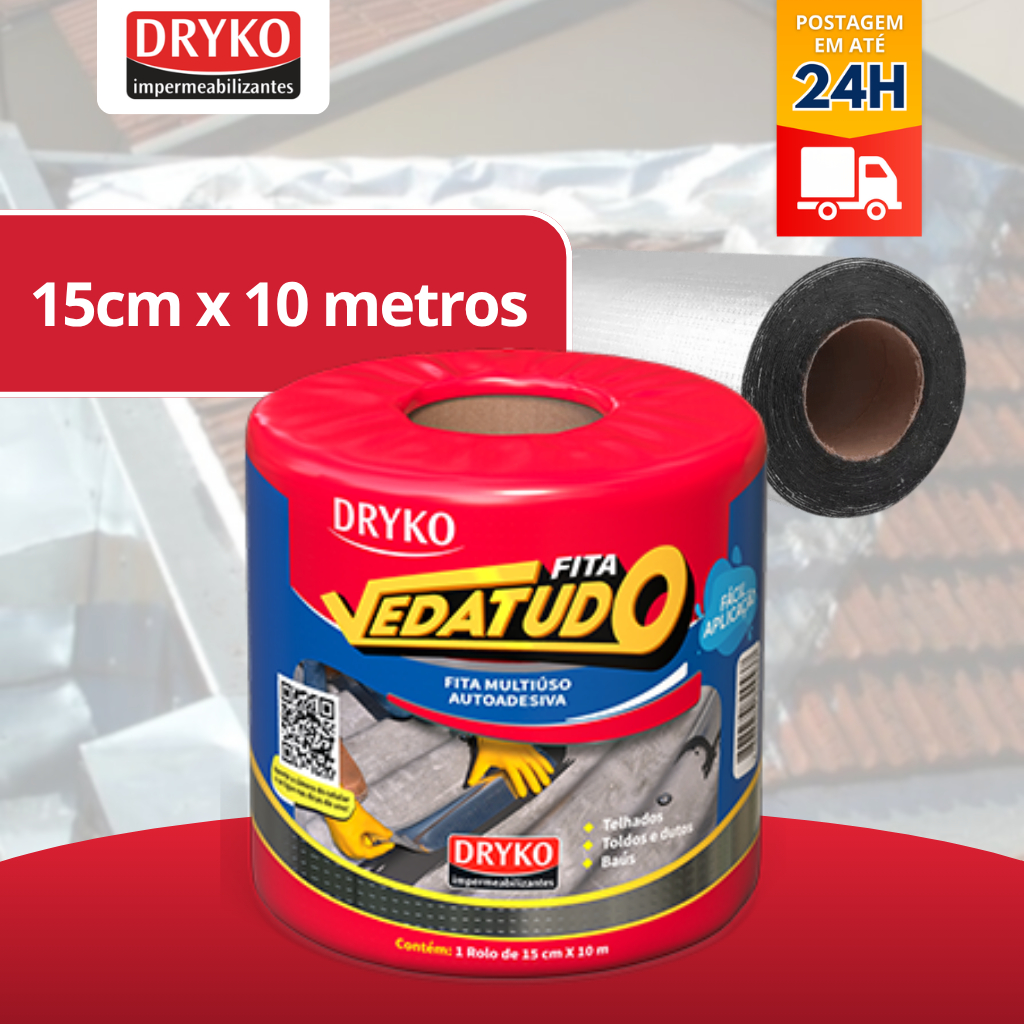 Fita Manta Asfaltica Adesiva Telhados 15 Cm X 10M Reparo Em Telhados Multiuso An