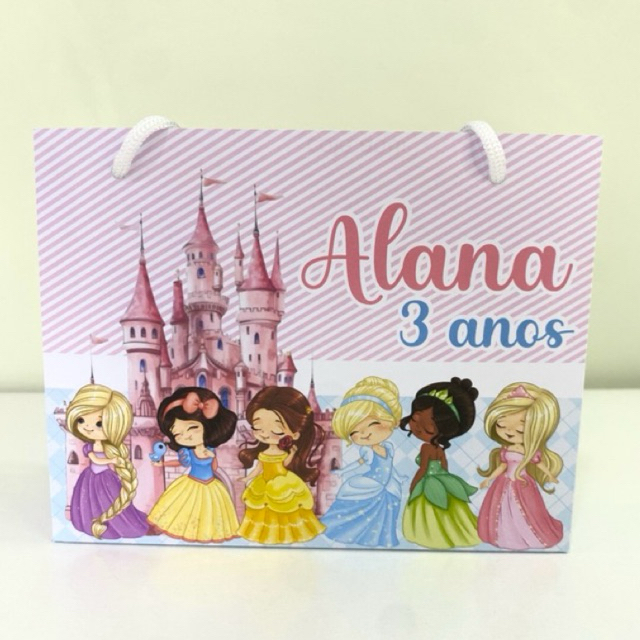 Sacolinha Personalizada Princesas Cute - PEGUE E MONTE | Sacola Infantil | Lembrancinha de Festa | Aniversário Infantil