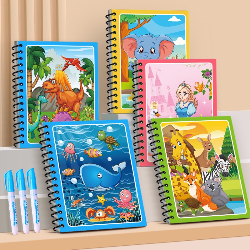 Caderno Mágico Com Água Reutilizável Desenho Sem Tinta Apaga Colorido Infantil