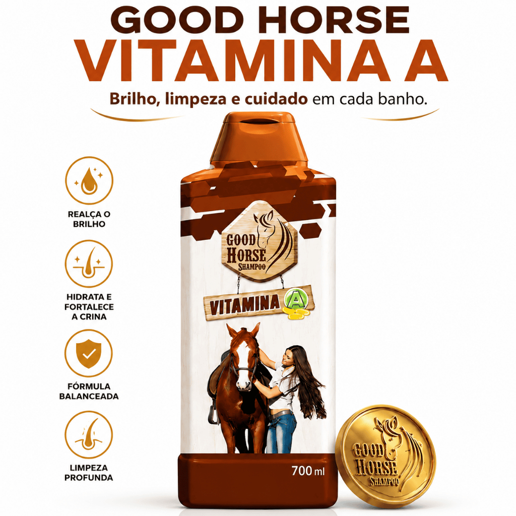 Shampoo Good Horse Vitamina A 700ml para Cavalos Original | Fortalecimento Crescimento Brilho