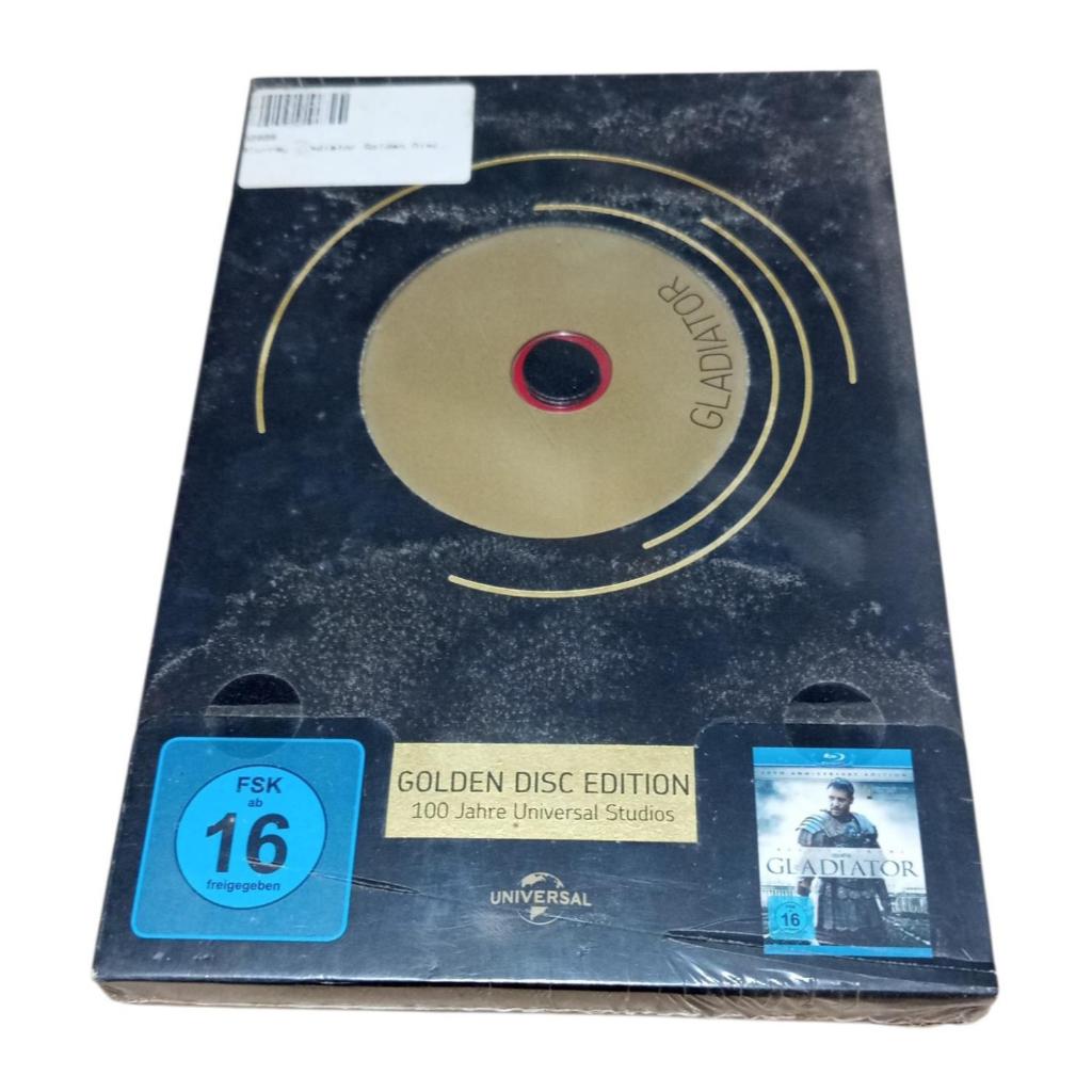 BLU-RAY CLADIADOR GOLDEN DISC EDITION LACRADO CONTEM AVARIAS TIPO MOFO
