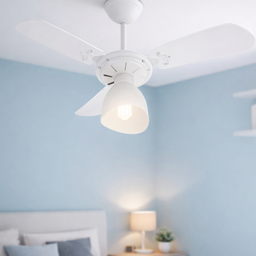 Ventilador de Teto New Cristal Light 127V - 220V 3 Hélices Cor Branco Transparen