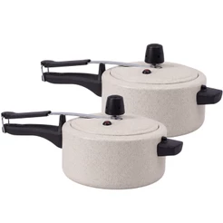 Kit 2 Panelas de Pressão 3 Litros Brinox Ceramic Life Vapt Bege Revestimento Cerâmico