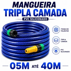 Mangueira Jardim Trançada Azul 7/16 05 a 40 Metros Mangueira Pronta para o Uso - Tripla Camada