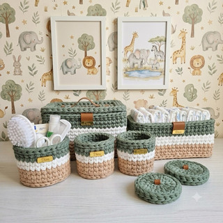 kit higiene do bebê  5 peças em até 3 cores | organizador de quarto | bandeja porta, algodão