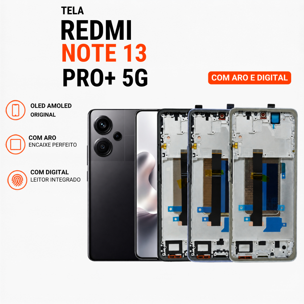 Tela Display Redmi Note 13 Pro Plus 5G Oled Amoled Original Frontal Com Aro Mold