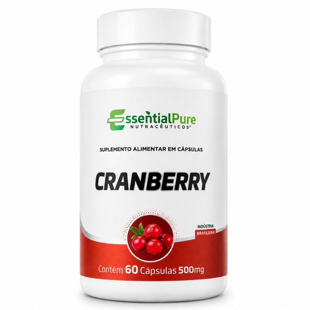 Cranberry 500mg 60 Cápsulas Natural Essential Pure Vitamina C Antioxidante
