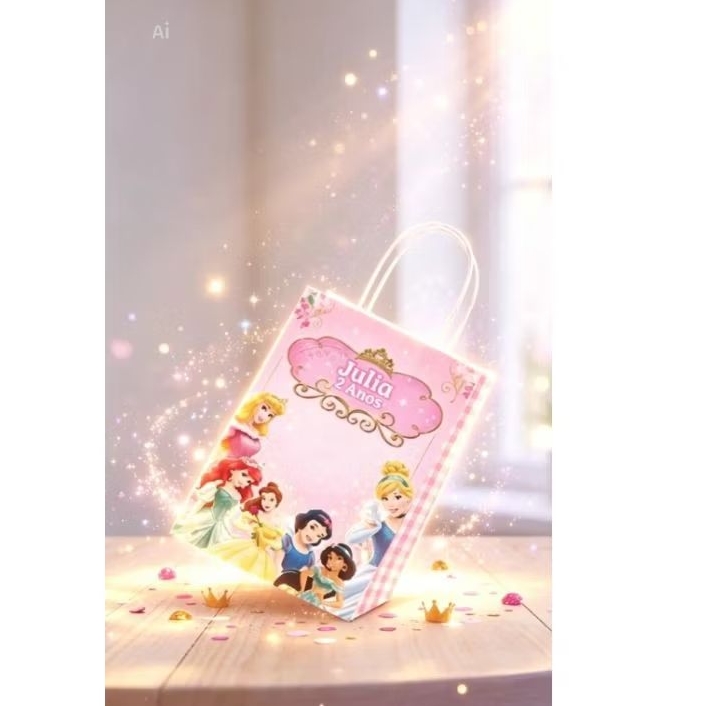 Sacolinha Surpresa - Princesas - Qualquer tema - Sacola Lembrancinha - Personalizados Aniversario Festa