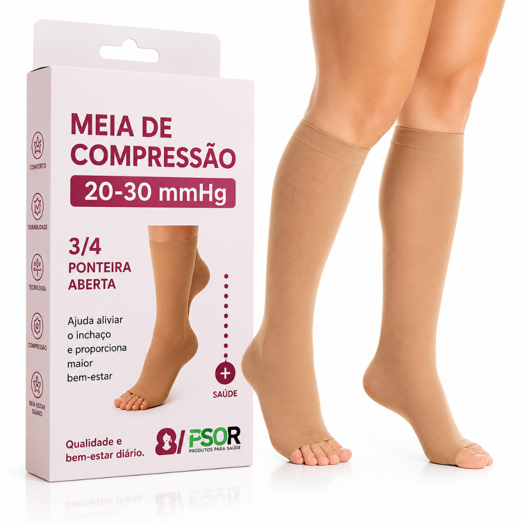 Meia de compressão prevenção de varizes sem ziper alívio imediato cansaço das pernas