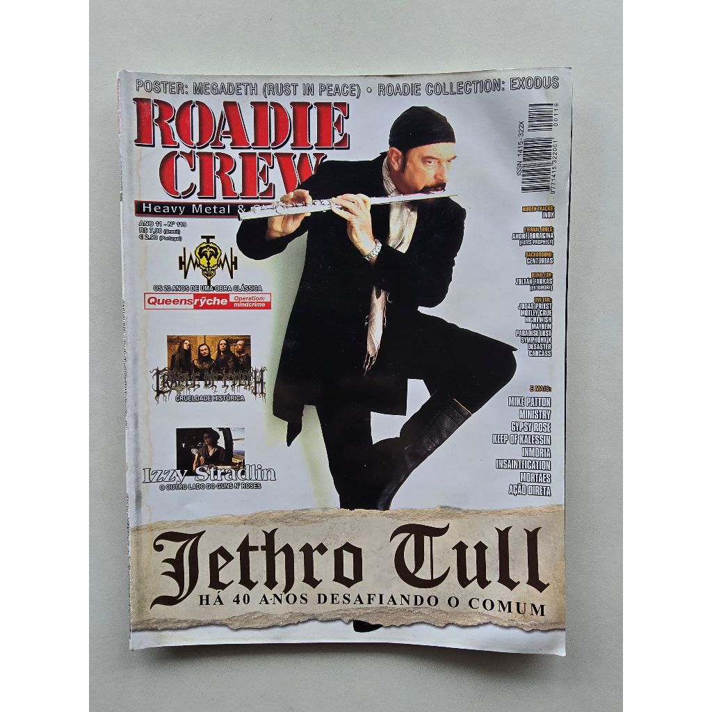 Revista Roadie Crew Nº 119 - 2008 - Jethro Tull / Mike Patton / Pôster Megadeth